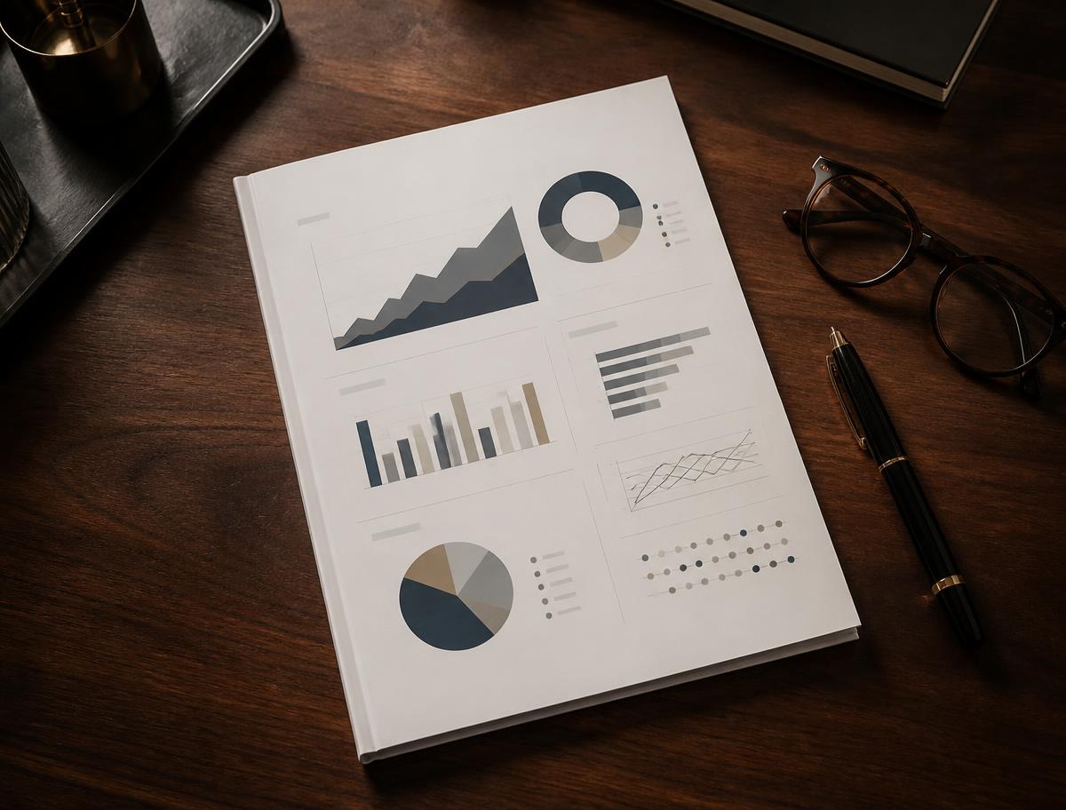 A printed Household Energy Report with charts and analysis on an adviser's desk